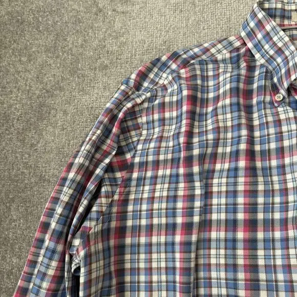 Peter Millar Shirt Mens XL Blue Pink Plaid Button Down Long Sleeve Casual Cotton - Picture 6 of 12